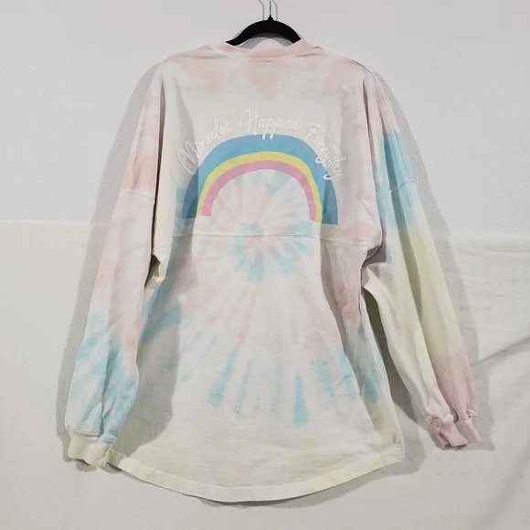 SPIRIT JERSEY Womens Rainbow Tie Dye Bubba Gump Shrimp Long Sleeve Shirt Size L - Picture 2 of 13